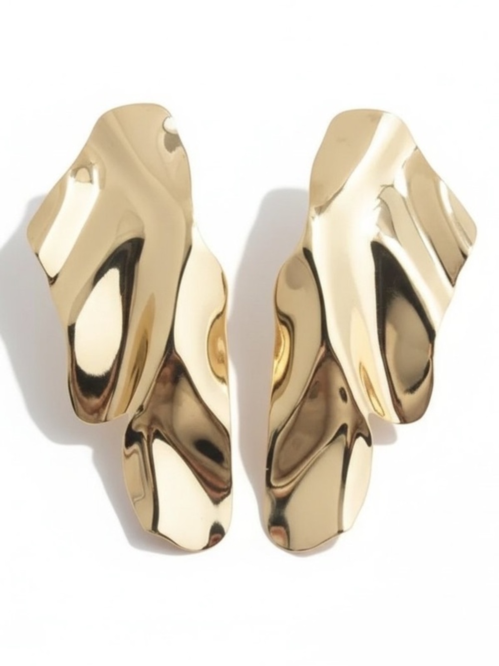 Sculptural Molten Gold Statement Earrings